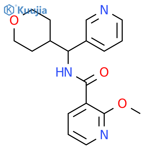 2-methoxy-N-[(oxan-4-yl)(pyridin-3-yl)methyl]pyridine-3-carboxamide structure
