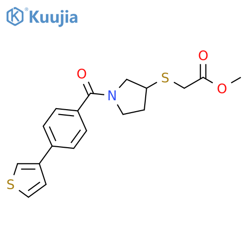 methyl 2-({1-[4-(thiophen-3-yl)benzoyl]pyrrolidin-3-yl}sulfanyl)acetate structure