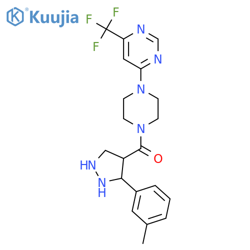 4-{4-3-(3-methylphenyl)-1H-pyrazole-4-carbonylpiperazin-1-yl}-6-(trifluoromethyl)pyrimidine structure