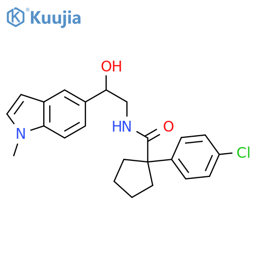 1-(4-chlorophenyl)-N-[2-hydroxy-2-(1-methyl-1H-indol-5-yl)ethyl]cyclopentane-1-carboxamide structure