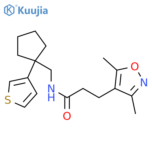 3-(3,5-dimethyl-1,2-oxazol-4-yl)-N-{1-(thiophen-3-yl)cyclopentylmethyl}propanamide structure