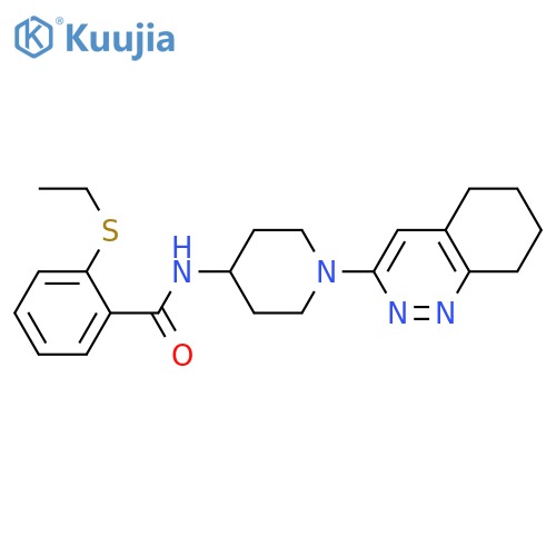 2-(ethylsulfanyl)-N-[1-(5,6,7,8-tetrahydrocinnolin-3-yl)piperidin-4-yl]benzamide structure