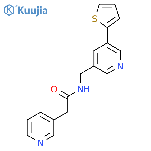 2-(pyridin-3-yl)-N-{[5-(thiophen-2-yl)pyridin-3-yl]methyl}acetamide structure