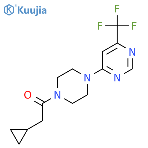 2-cyclopropyl-1-{4-6-(trifluoromethyl)pyrimidin-4-ylpiperazin-1-yl}ethan-1-one structure