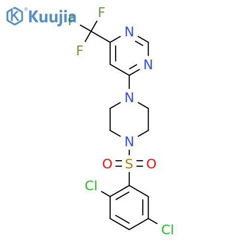 4-[4-(2,5-dichlorobenzenesulfonyl)piperazin-1-yl]-6-(trifluoromethyl)pyrimidine structure