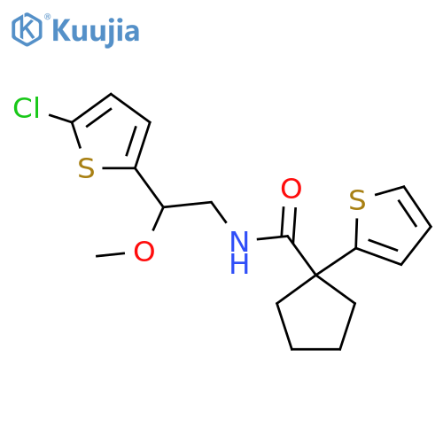 N-[2-(5-chlorothiophen-2-yl)-2-methoxyethyl]-1-(thiophen-2-yl)cyclopentane-1-carboxamide structure