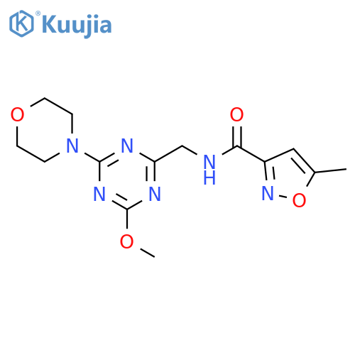 N-{4-methoxy-6-(morpholin-4-yl)-1,3,5-triazin-2-ylmethyl}-5-methyl-1,2-oxazole-3-carboxamide structure