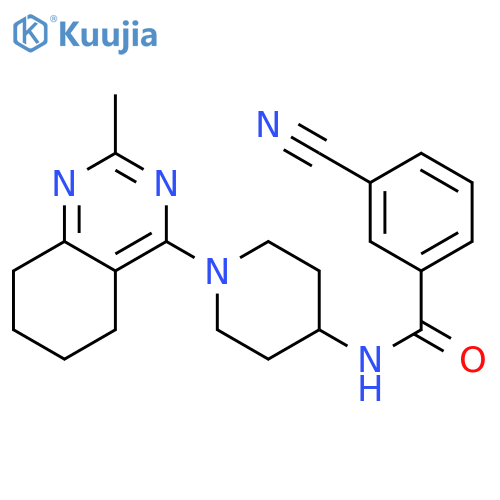 3-cyano-N-[1-(2-methyl-5,6,7,8-tetrahydroquinazolin-4-yl)piperidin-4-yl]benzamide structure