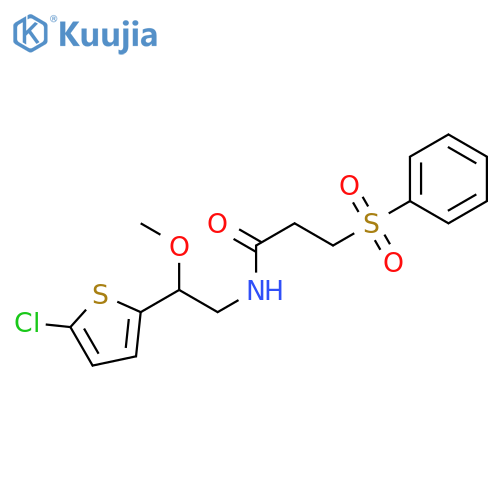 3-(benzenesulfonyl)-N-[2-(5-chlorothiophen-2-yl)-2-methoxyethyl]propanamide structure