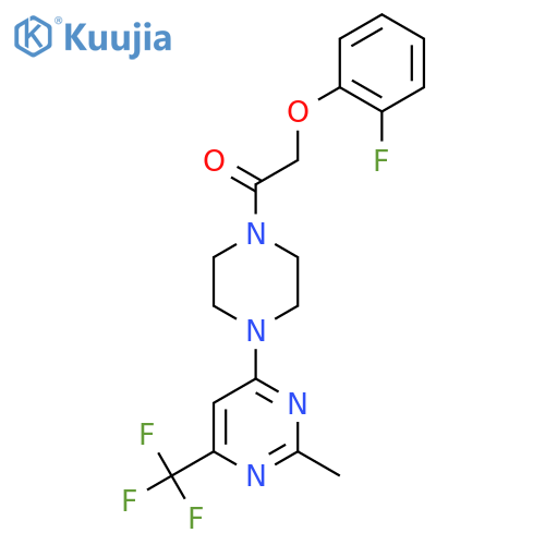 2-(2-fluorophenoxy)-1-{4-[2-methyl-6-(trifluoromethyl)pyrimidin-4-yl]piperazin-1-yl}ethan-1-one structure