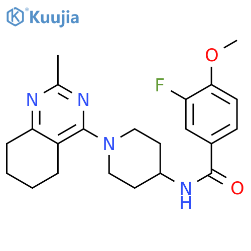 3-fluoro-4-methoxy-N-[1-(2-methyl-5,6,7,8-tetrahydroquinazolin-4-yl)piperidin-4-yl]benzamide structure