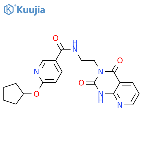6-(cyclopentyloxy)-N-(2-{2,4-dioxo-1H,2H,3H,4H-pyrido[2,3-d]pyrimidin-3-yl}ethyl)pyridine-3-carboxamide structure