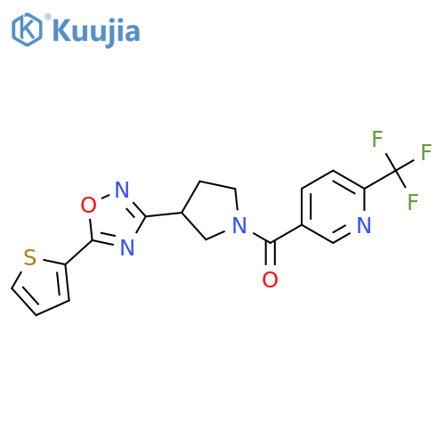 5-{3-5-(thiophen-2-yl)-1,2,4-oxadiazol-3-ylpyrrolidine-1-carbonyl}-2-(trifluoromethyl)pyridine structure
