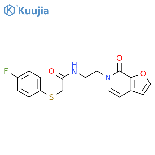 2-(4-fluorophenyl)sulfanyl-N-(2-{7-oxo-6H,7H-furo2,3-cpyridin-6-yl}ethyl)acetamide structure