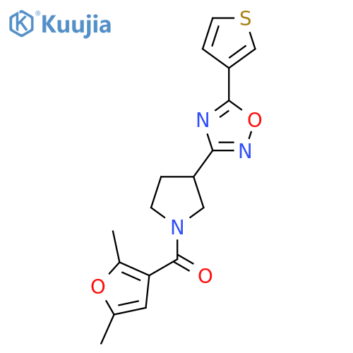 3-[1-(2,5-dimethylfuran-3-carbonyl)pyrrolidin-3-yl]-5-(thiophen-3-yl)-1,2,4-oxadiazole structure
