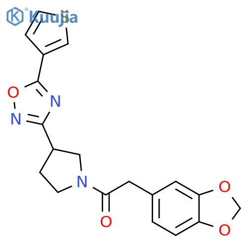2-(2H-1,3-benzodioxol-5-yl)-1-{3-5-(thiophen-3-yl)-1,2,4-oxadiazol-3-ylpyrrolidin-1-yl}ethan-1-one structure