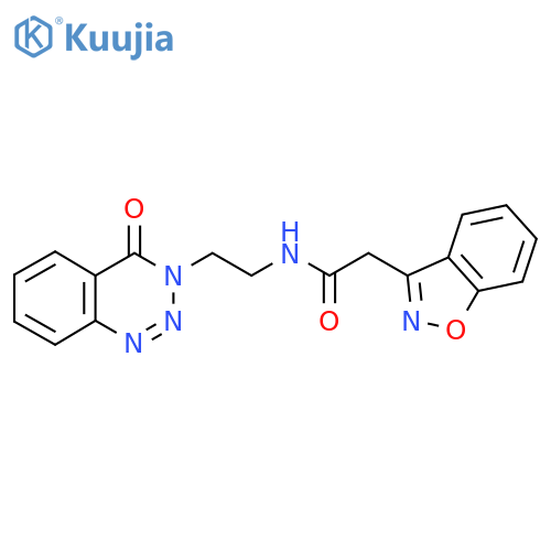 2-(1,2-benzoxazol-3-yl)-N-[2-(4-oxo-3,4-dihydro-1,2,3-benzotriazin-3-yl)ethyl]acetamide structure