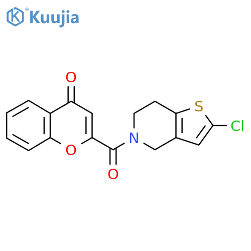 2-{2-chloro-4H,5H,6H,7H-thieno[3,2-c]pyridine-5-carbonyl}-4H-chromen-4-one structure