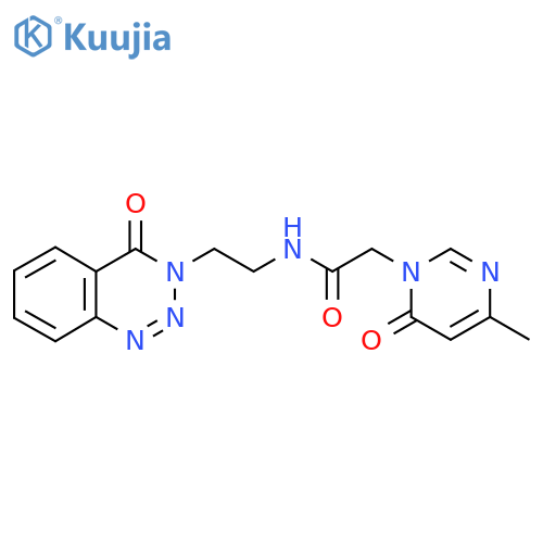 2-(4-methyl-6-oxo-1,6-dihydropyrimidin-1-yl)-N-[2-(4-oxo-3,4-dihydro-1,2,3-benzotriazin-3-yl)ethyl]acetamide structure