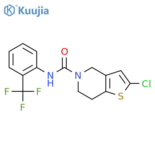 2-chloro-N-[2-(trifluoromethyl)phenyl]-4H,5H,6H,7H-thieno[3,2-c]pyridine-5-carboxamide structure