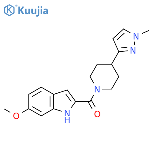 6-methoxy-2-4-(1-methyl-1H-pyrazol-3-yl)piperidine-1-carbonyl-1H-indole structure