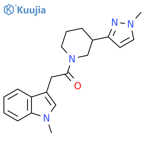 2-(1-methyl-1H-indol-3-yl)-1-3-(1-methyl-1H-pyrazol-3-yl)piperidin-1-ylethan-1-one structure
