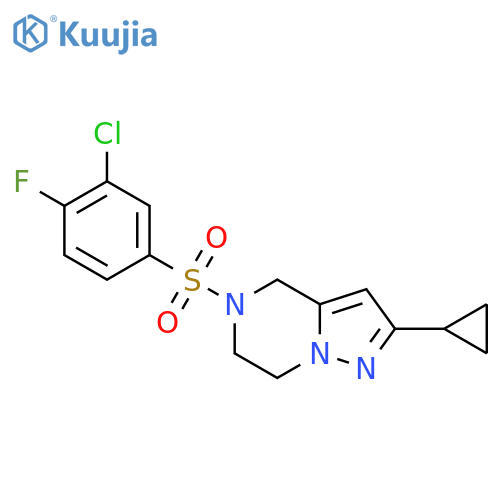 5-(3-chloro-4-fluorobenzenesulfonyl)-2-cyclopropyl-4H,5H,6H,7H-pyrazolo1,5-apyrazine structure