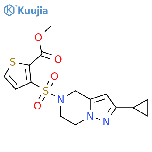 methyl 3-({2-cyclopropyl-4H,5H,6H,7H-pyrazolo1,5-apyrazin-5-yl}sulfonyl)thiophene-2-carboxylate structure