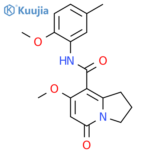 7-methoxy-N-(2-methoxy-5-methylphenyl)-5-oxo-1,2,3,5-tetrahydroindolizine-8-carboxamide structure