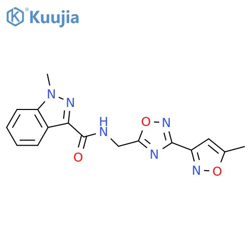 1-methyl-N-{[3-(5-methyl-1,2-oxazol-3-yl)-1,2,4-oxadiazol-5-yl]methyl}-1H-indazole-3-carboxamide structure