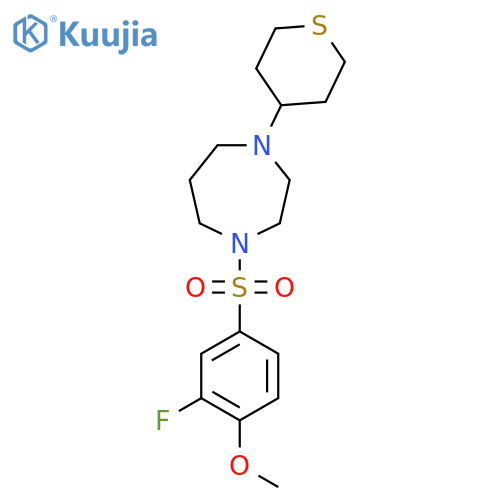 1-(3-fluoro-4-methoxybenzenesulfonyl)-4-(thian-4-yl)-1,4-diazepane structure