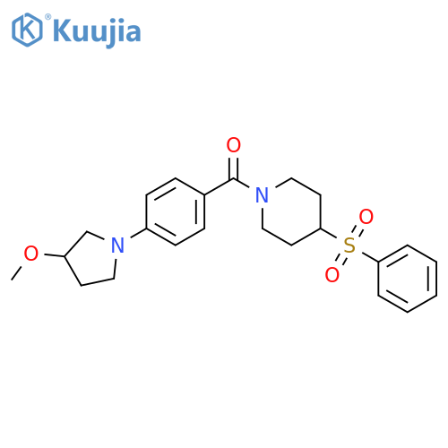 4-(benzenesulfonyl)-1-4-(3-methoxypyrrolidin-1-yl)benzoylpiperidine structure