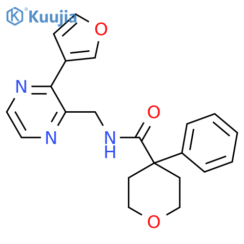 N-{3-(furan-3-yl)pyrazin-2-ylmethyl}-4-phenyloxane-4-carboxamide structure