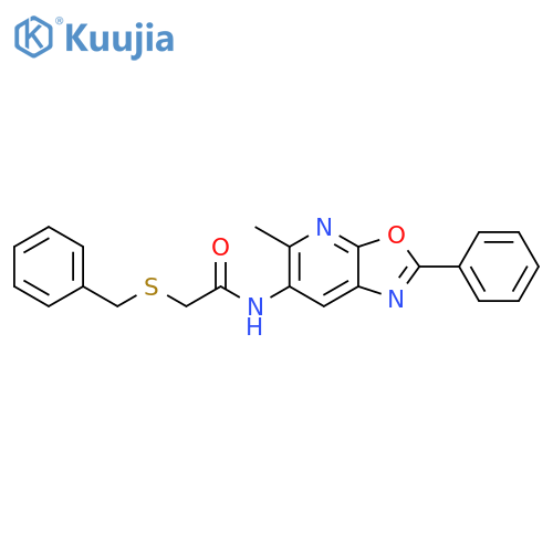 2-(benzylsulfanyl)-N-{5-methyl-2-phenyl-1,3oxazolo5,4-bpyridin-6-yl}acetamide structure