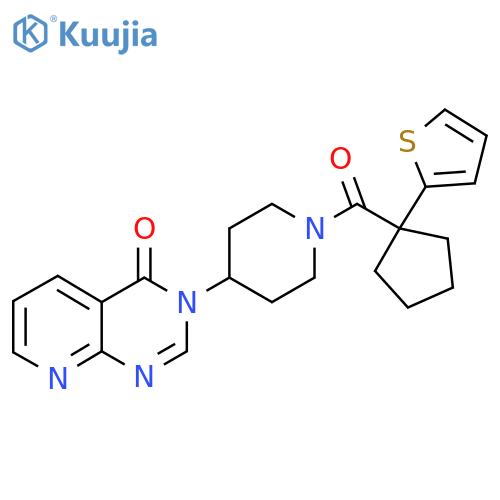 3-{1-1-(thiophen-2-yl)cyclopentanecarbonylpiperidin-4-yl}-3H,4H-pyrido2,3-dpyrimidin-4-one structure