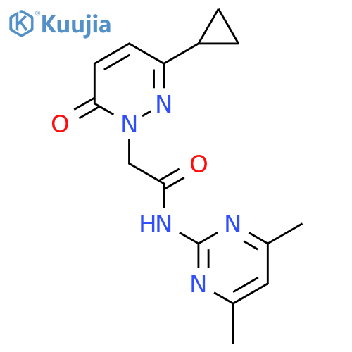 2-(3-cyclopropyl-6-oxo-1,6-dihydropyridazin-1-yl)-N-(4,6-dimethylpyrimidin-2-yl)acetamide structure