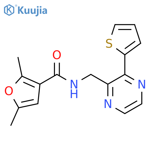 2,5-dimethyl-N-{3-(thiophen-2-yl)pyrazin-2-ylmethyl}furan-3-carboxamide structure