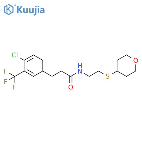 4-Chloro-N-[2-[(tetrahydro-2H-pyran-4-yl)thio]ethyl]-3-(trifluoromethyl)benzenepropanamide structure