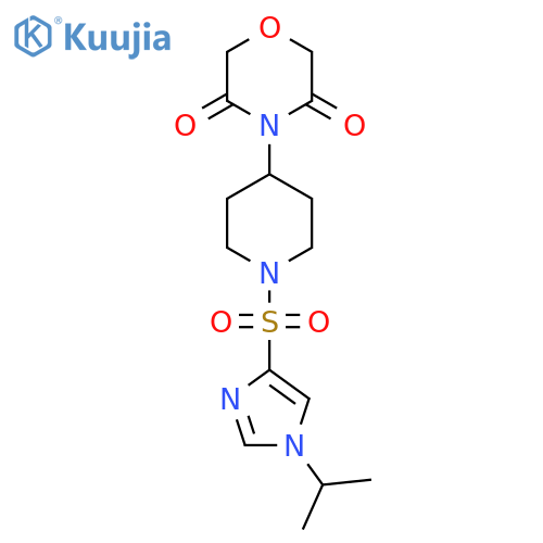 4-(1-{1-(propan-2-yl)-1H-imidazol-4-ylsulfonyl}piperidin-4-yl)morpholine-3,5-dione structure