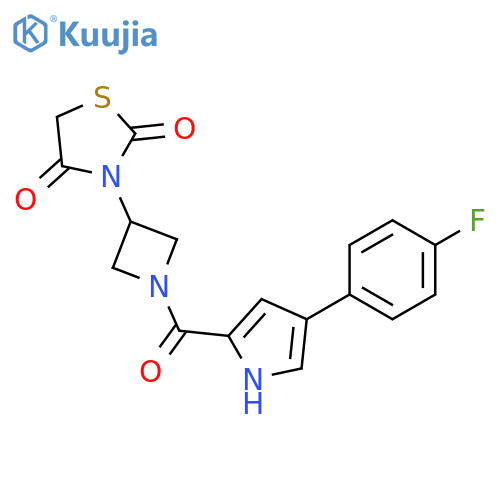 3-[1-[4-(4-fluorophenyl)-1H-pyrrole-2-carbonyl]azetidin-3-yl]-1,3-thiazolidine-2,4-dione structure