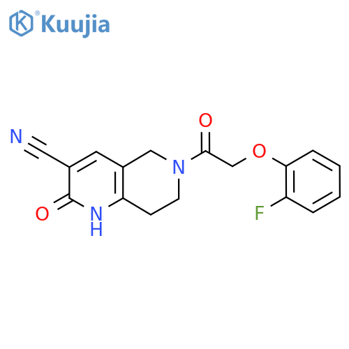6-(2-(2-Fluorophenoxy)acetyl)-2-oxo-1,2,5,6,7,8-hexahydro-1,6-naphthyridine-3-carbonitrile structure