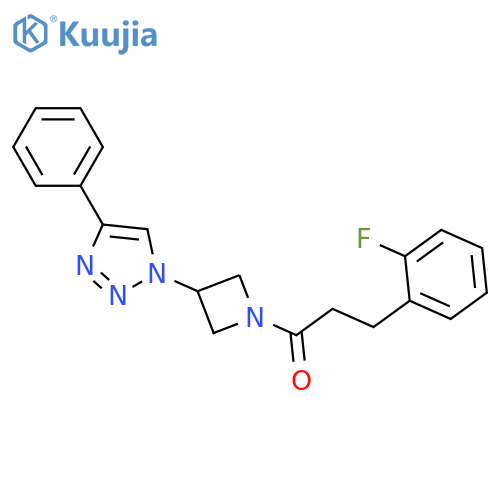 3-(2-fluorophenyl)-1-[3-(4-phenyltriazol-1-yl)azetidin-1-yl]propan-1-one structure