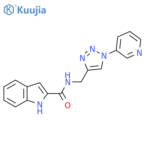 N-{[1-(pyridin-3-yl)-1H-1,2,3-triazol-4-yl]methyl}-1H-indole-2-carboxamide structure