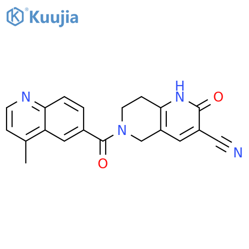 6-(4-methylquinoline-6-carbonyl)-2-oxo-1,5,7,8-tetrahydro-1,6-naphthyridine-3-carbonitrile structure