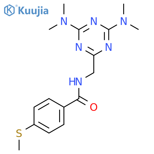 N-{4,6-bis(dimethylamino)-1,3,5-triazin-2-ylmethyl}-4-(methylsulfanyl)benzamide structure