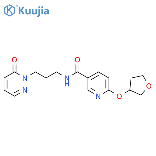 6-(oxolan-3-yloxy)-N-[3-(6-oxopyridazin-1-yl)propyl]pyridine-3-carboxamide structure