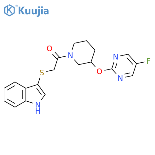 1-{3-[(5-fluoropyrimidin-2-yl)oxy]piperidin-1-yl}-2-(1H-indol-3-ylsulfanyl)ethan-1-one structure