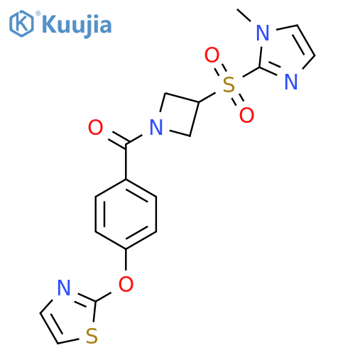 (3-((1-methyl-1H-imidazol-2-yl)sulfonyl)azetidin-1-yl)(4-(thiazol-2-yloxy)phenyl)methanone structure