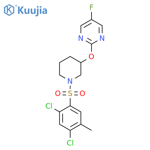 2-{1-(2,4-dichloro-5-methylbenzenesulfonyl)piperidin-3-yloxy}-5-fluoropyrimidine structure