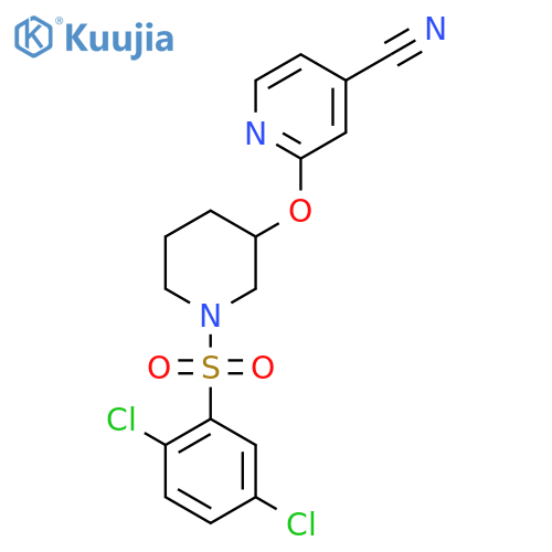 2-{[1-(2,5-dichlorobenzenesulfonyl)piperidin-3-yl]oxy}pyridine-4-carbonitrile structure